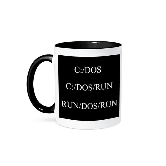3dRose, Run DOS Run, 11oz Two-Tone Black Mug