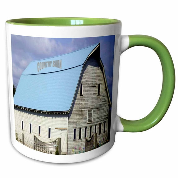 3drose, Rural Barn, 15oz Two-tone Green Mug
