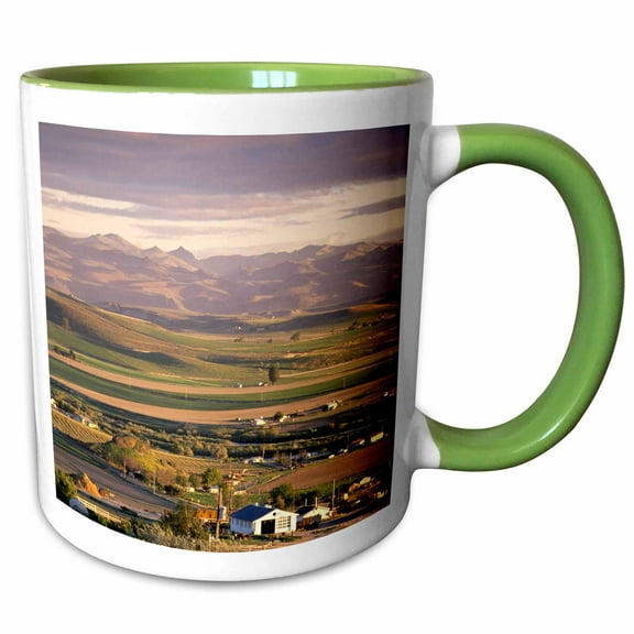 3drose, Rural Farm, Snake River, Owyhee Mountains, Idaho - Us13 Dfr0391 - David R. Frazier, 11oz Two-tone Green Mug