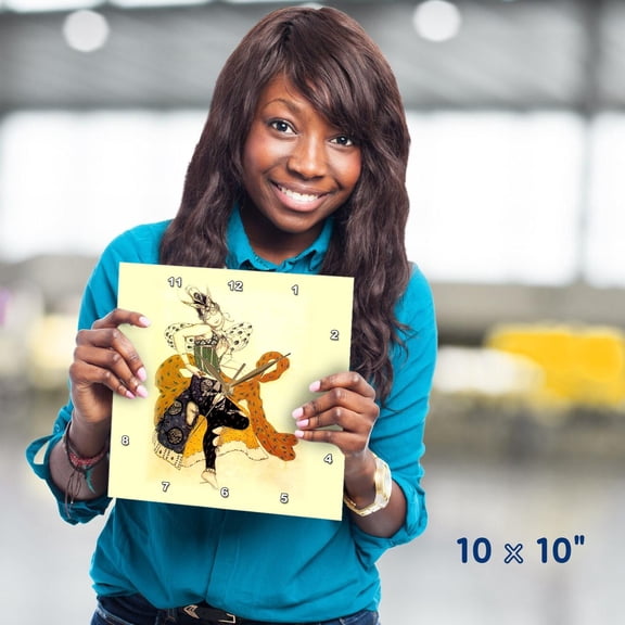 3dRose, Russian Painter Bakst Art Deco Costume Design.jpg, 10x10 Wall Clock