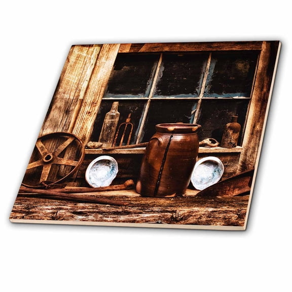 3dRose, Rust and Wood Old Western Scene at Daffodil Hill in California, 12 Inch Ceramic Tile