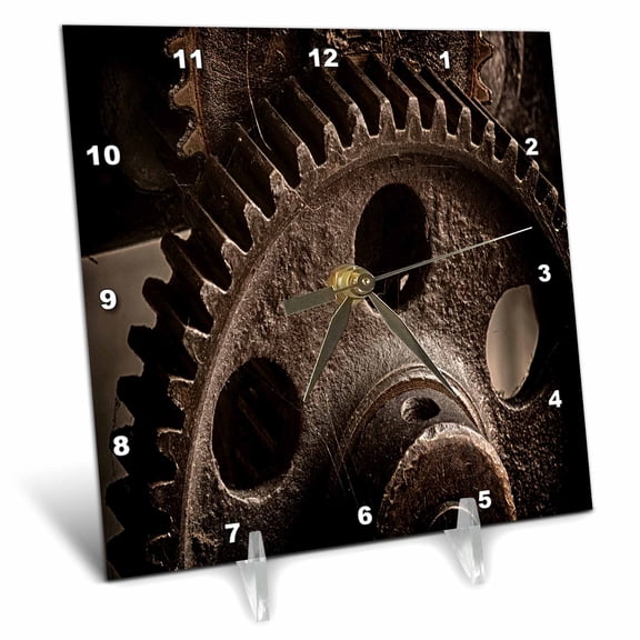 3dRose, Rusted Gear, 6x6 Desk Clock