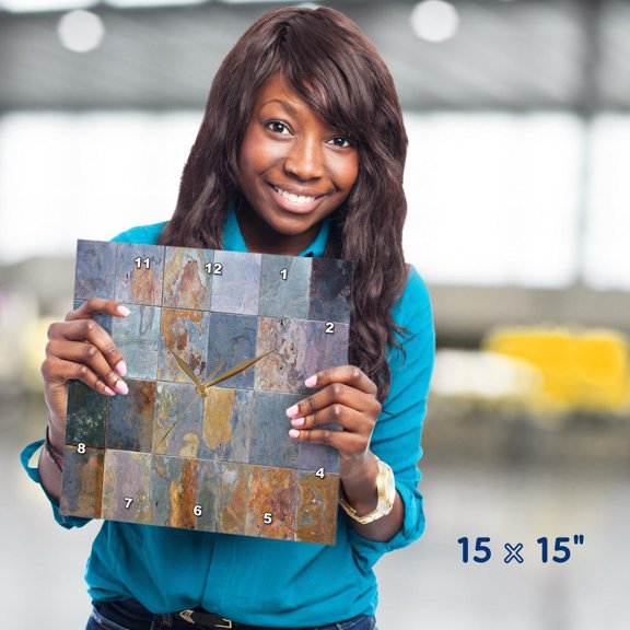 3dRose, Rusted Tile, 15x15 Wall Clock