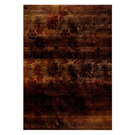 3dRose, Rustic Art Deco Floral On Faux Printed Brown Wood, 22x30 Bath Hand Pool Towel
