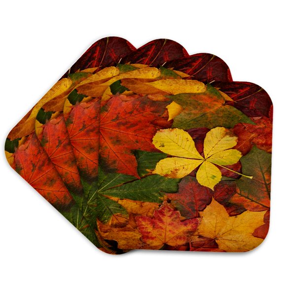 3drose, Rustic Autumn Leaves, Set of 4 Coasters - Soft