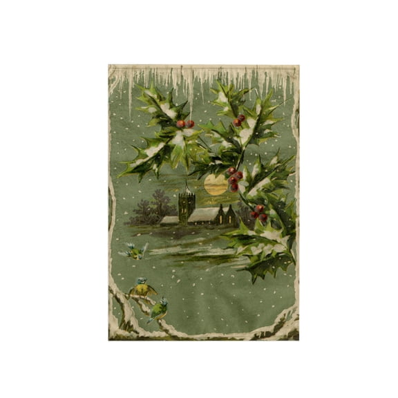 3dRose, Rustic Vintage Country Church Snow Birds Nature Scene , 15x22 Hand Towel
