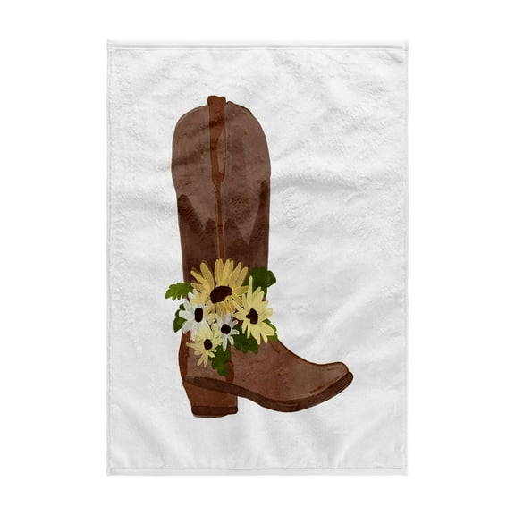 3dRose, Rustic Watercolor Cowboy Boot Yellow Daisies , 15x22 Hand Towel