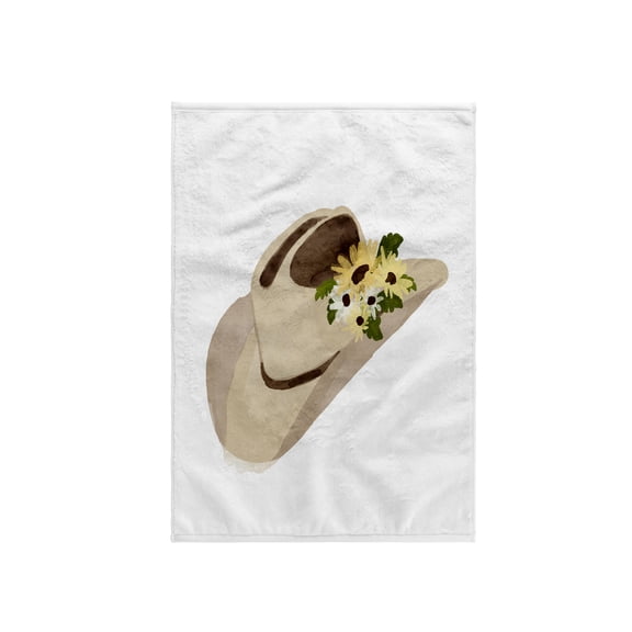 3dRose, Rustic Watercolor Cowboy Hat Yellow Daisies , 15x22 Hand Towel