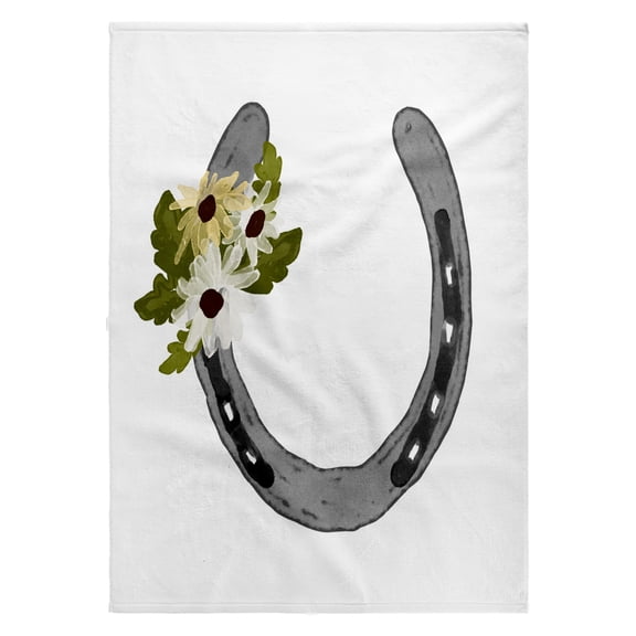 3dRose, Rustic Watercolor Lucky Horse Shoe Yellow Daisies , 22x30 Bath Hand Pool Towel