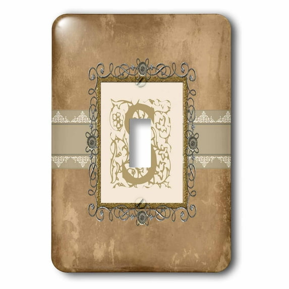 3dRose, S Initial Vintage Elegant Vines and Flowers in Sepia and Pewter Look, single toggle switch