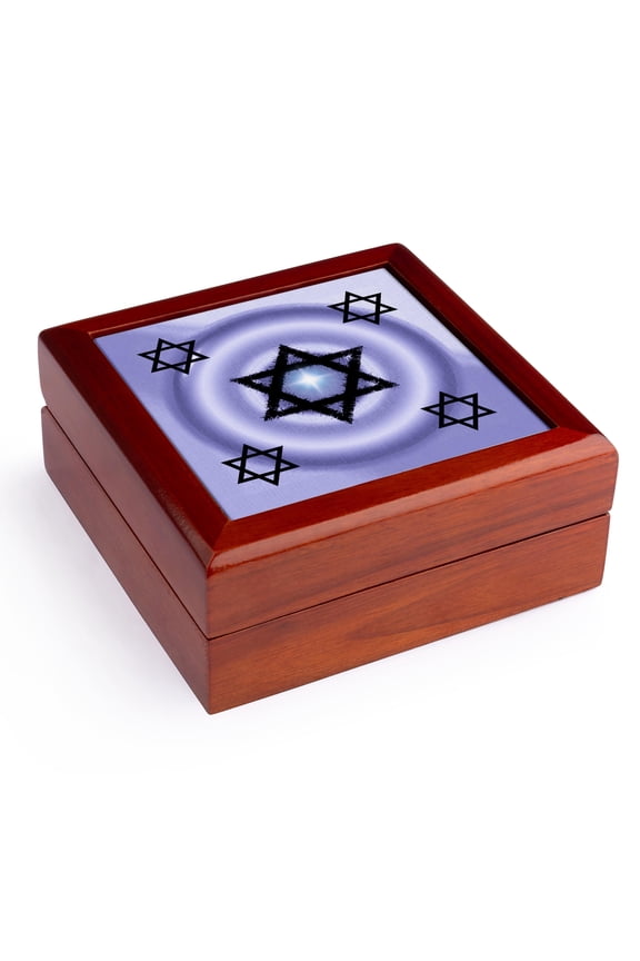 , STAR OF DAVID - PURPLE RING, Jewelry Box 5.5x5.5 inch with 4 inch tile