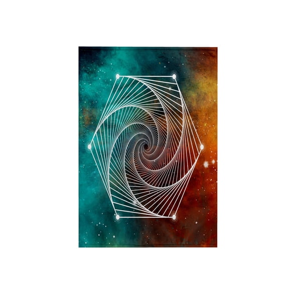 3dRose, Sacred Octagon Geometry On A Teal and Orange Galaxy Background, 15x22 Hand Towel
