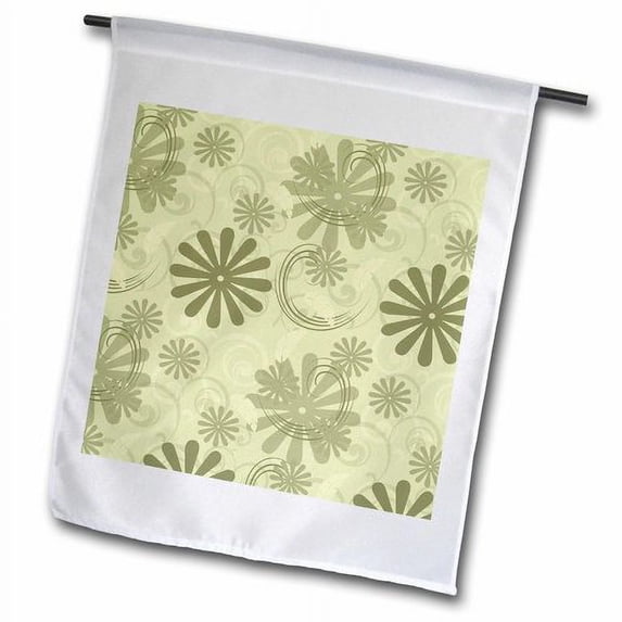 3dRose, Sage Green Floral- Whimsical Art- Flowers, 18 x 27 inch Garden Flag