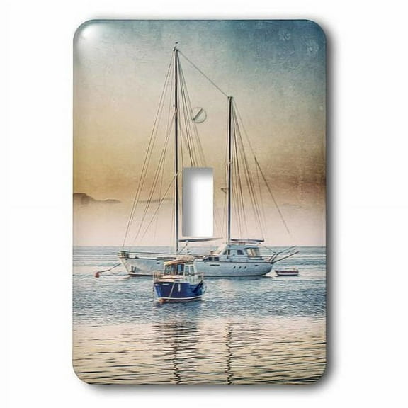 3dRose, Sail Boats At Sunset Watercolor Illustration, single toggle switch