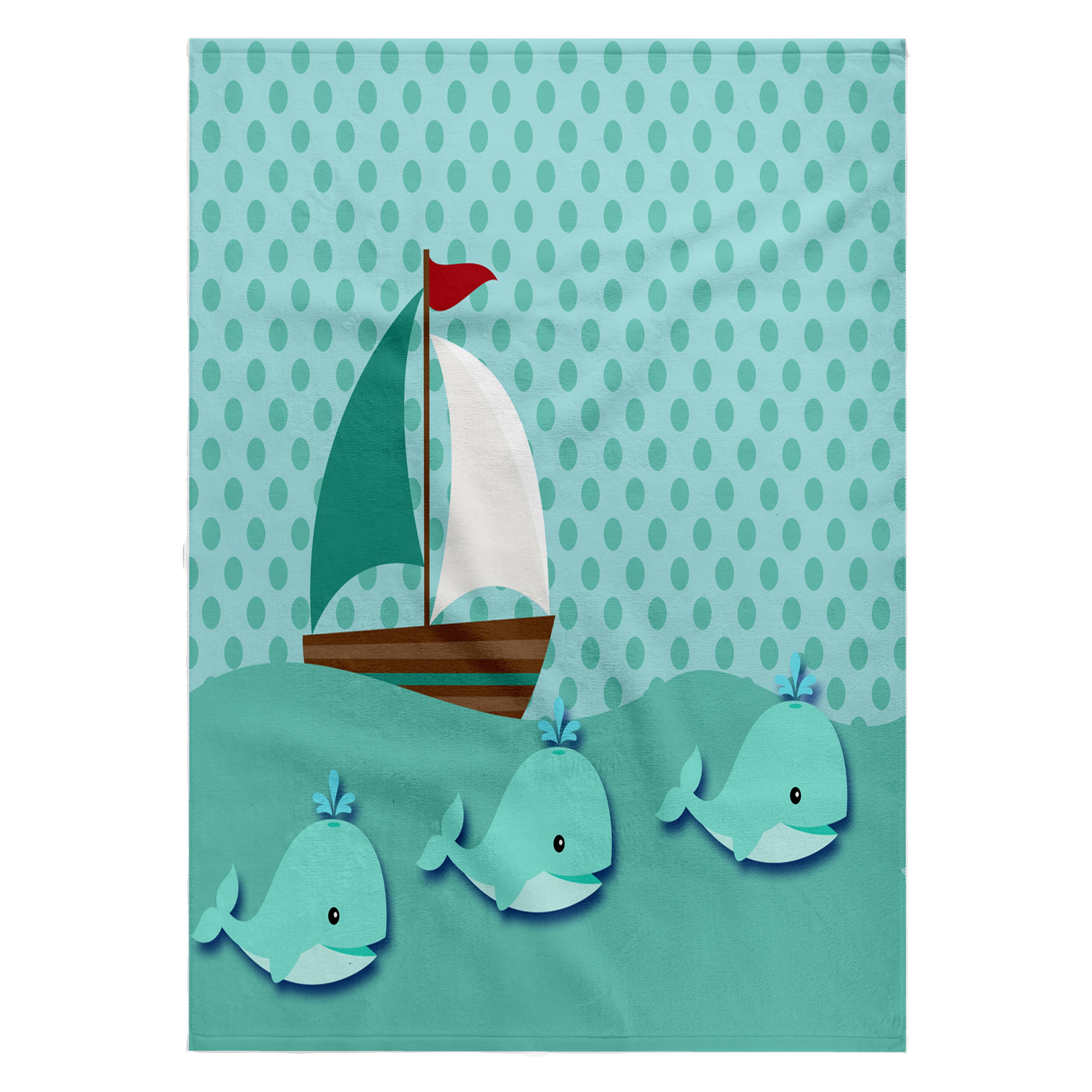 3dRose, Sailboat and Whales in Teal Cute Baby Design, 22x30 Bath Hand Pool Towel