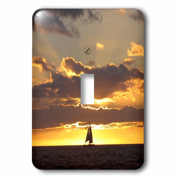 3dRose, Sailboat at Sunset Sailing boat ship with sails at sea Ocean yellow sailor sail nautical photography, single toggle switch