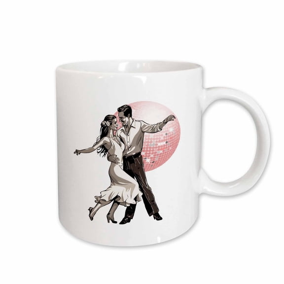 3drose, Salsa Couple Dancing with Ballroom Mirrorball, 15oz Mug