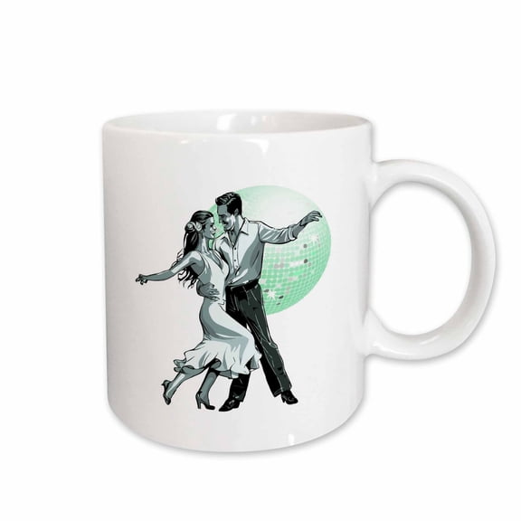 3drose, Salsa Couple Dancing with Ballroom Mirrorball 3, 15oz Mug