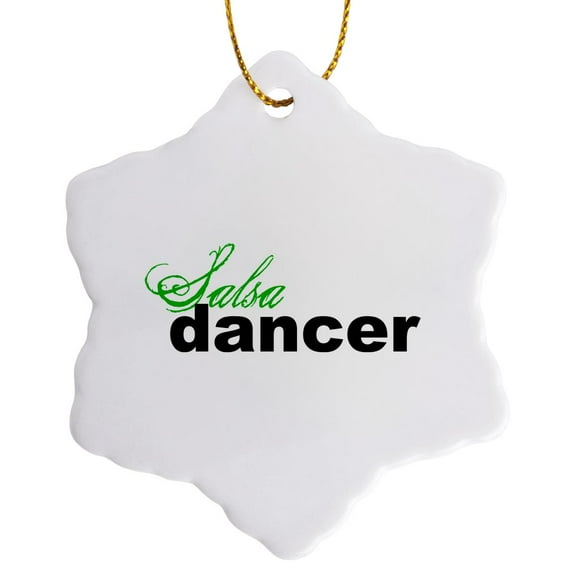 3drose, Salsa Dancer, 3 inch Snowflake Porcelain Ornament
