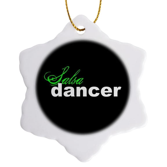3dRose, Salsa Dancer, 3 inch Snowflake Porcelain Ornament