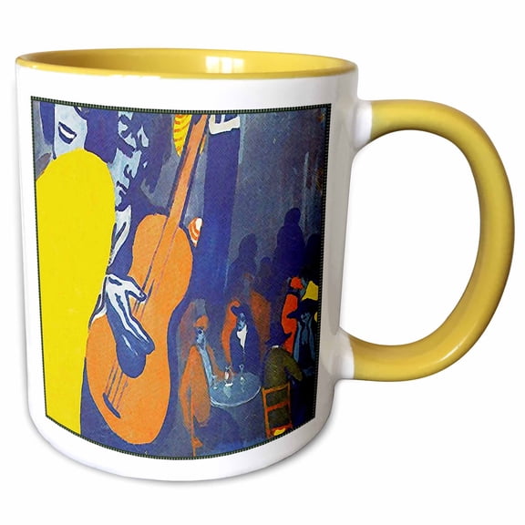 3drose, Salvador Dali Painting Scene in a Cabaret, 11oz Two-tone Yellow Mug