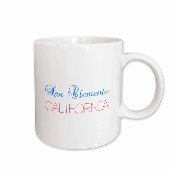 3drose, San Clemente, California, Red, Blue Text. Patriotic Home Town Design, 11oz Mug
