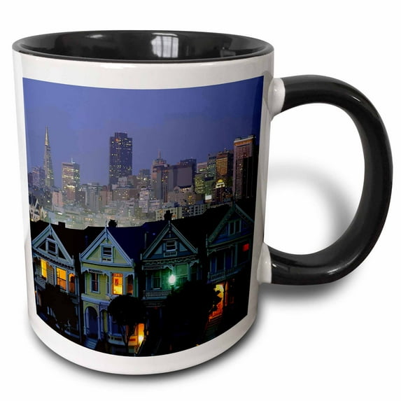 3drose, San Franciscos Painted Ladies, 11oz Two-tone Black Mug
