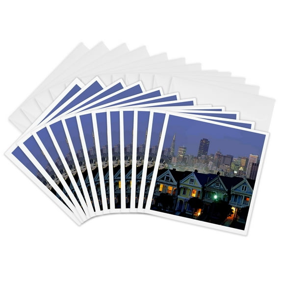 3drose, San Franciscos Painted Ladies, 12 Greeting Cards with Envelopes