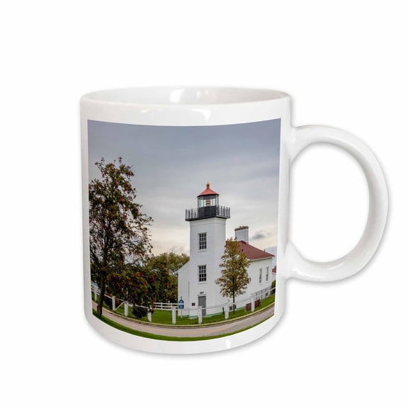 3drose, Sand Point Lighthouse in Escanaba, Michigan Usa, 11oz Mug