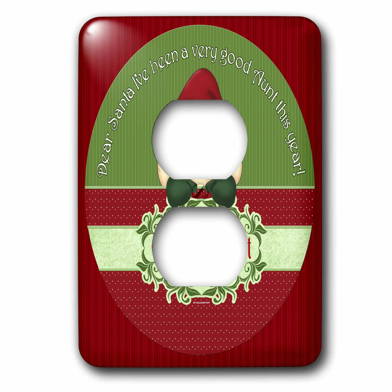 3dRose, Santa I Have Been a Very Good Aunt This Year in Red and Green, 2 plug outlet cover