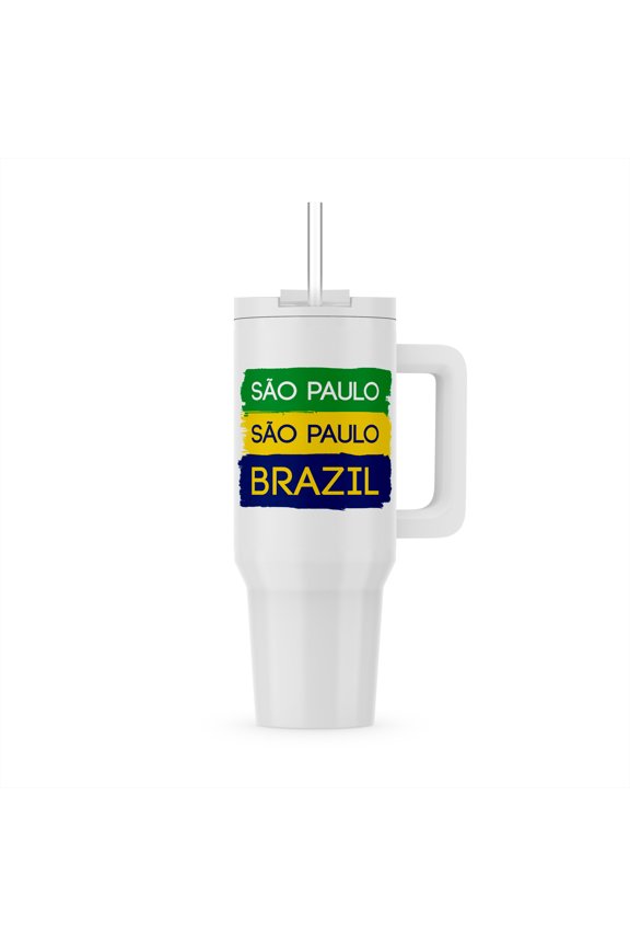 , Sao Paulo,Sao Paulo,national colors patriot Brazil home town design, 30oz Tumbler