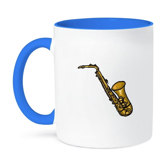 3dRose, saxophone abstract detailed, 11oz Two-Tone Blue Mug