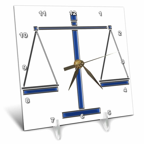 3dRose, Scale of Justice (blue), 6x6 Desk Clock