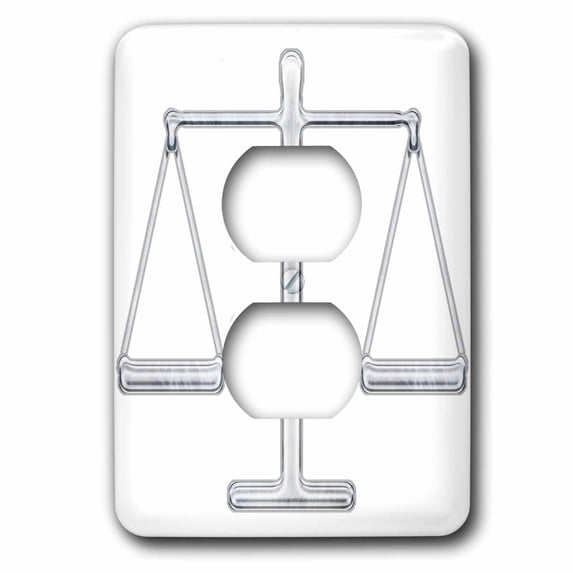 3dRose, Scale of Justice (chrome), 2 plug outlet cover