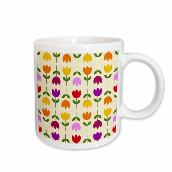 3drose, Scandinavian Style Up and Down Flower Pattern, 15oz Mug
