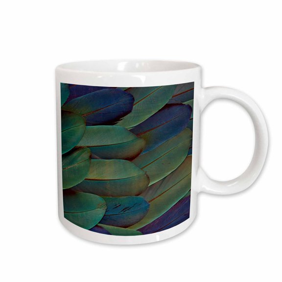 3drose, Scarlet and Blue Gold Macaw Wing Feathers, 15oz Mug