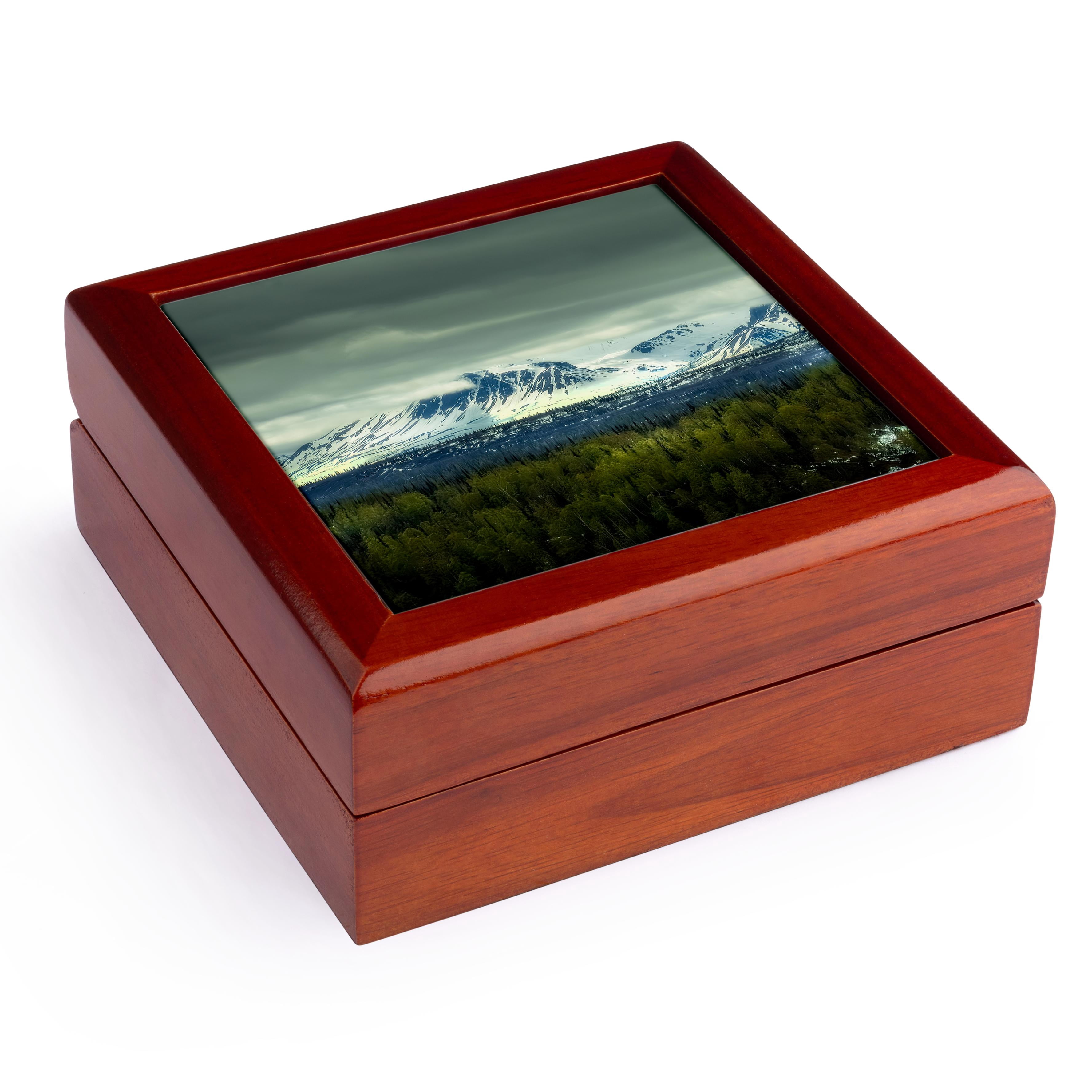3dRose, Scenic view of Yukon Territory from train, Jewelry Box 5.5x5.5 inch with 4 inch tile