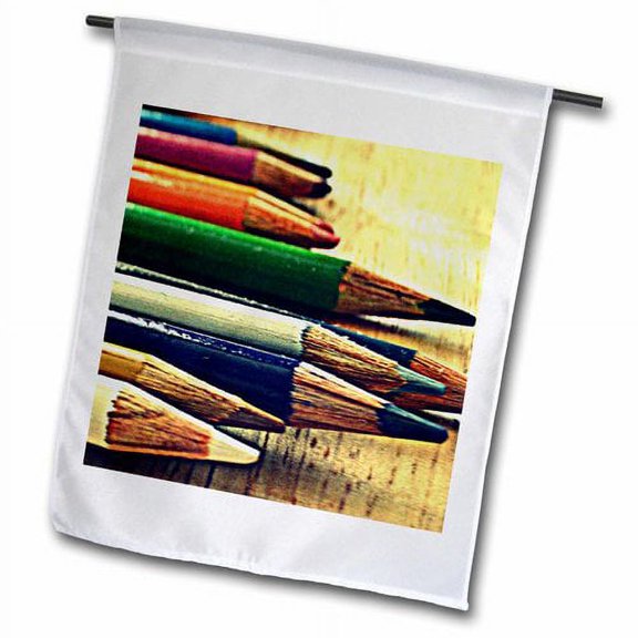 3dRose, School Days- Colored Pencils- Artistic Photography, 18 x 27 inch Garden Flag