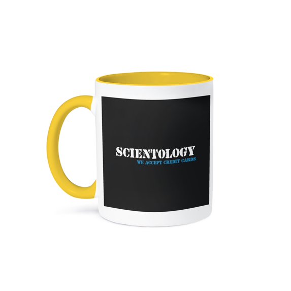 3dRose, Scientology, We Accept Credit Cards, 11oz Two-Tone Yellow Mug