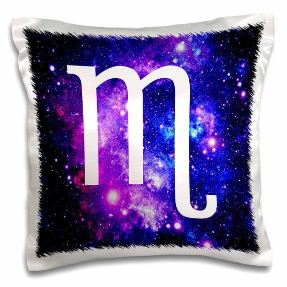 3dRose, Scorpio star sign on purple space background - zodiac horoscope symbol, 16x16 inch Pillow Case
