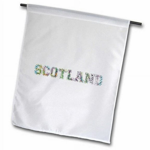 3dRose, Scotland - word art made from vintage colorful Scottish map - pastel multicolor on white - Scots, 18 x 27 inch Garden Flag