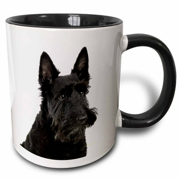 3drose, Scottish Terrier, 11oz Two-tone Black Mug