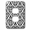 thumbnail image 1 of 3dRose, Scroll damask pattern in black on white., 2 plug outlet cover, 1 of 1
