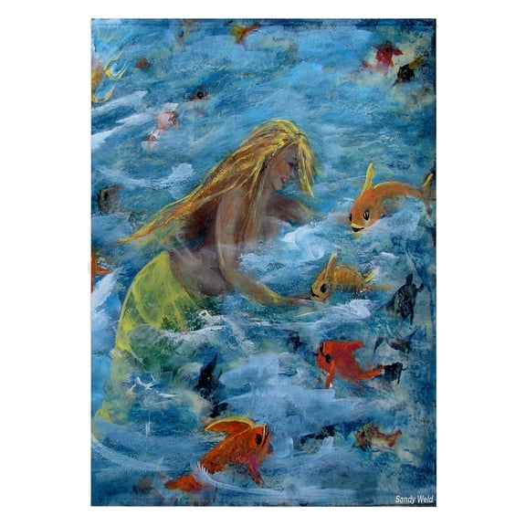 3dRose, Sea Angels, mermaids feed the fish, 22x30 Bath Hand Pool Towel