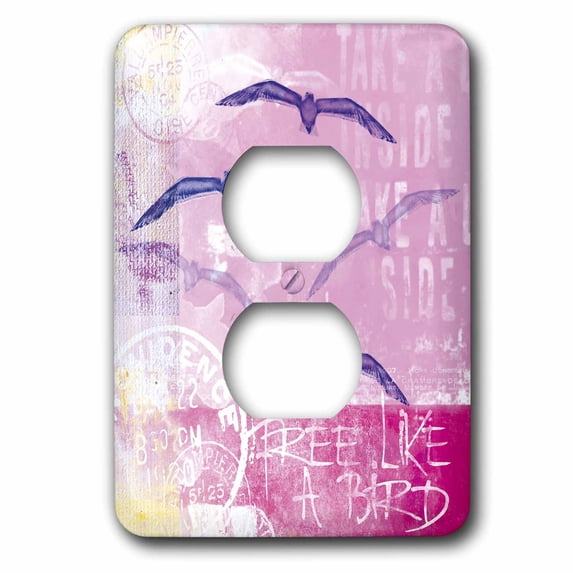 3dRose, Sea Gull Illustration With Typography In Pastel Pink, 2 plug outlet cover