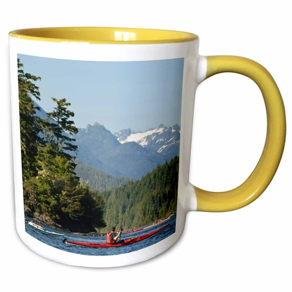 3drose, Sea Kayakers, Tofino, Vancouver Island, British Columbia - Cn02 Mfr0007 - Mfr, 15oz Two-tone Yellow Mug