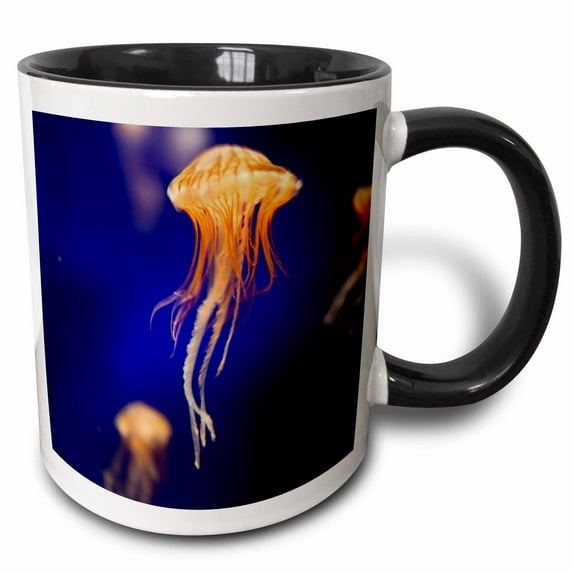 3drose, Sea Nettle, Monterey Bay Aquarium, California - Us05 Jgs0147 - Jim Goldstein, 15oz Two-tone Black Mug