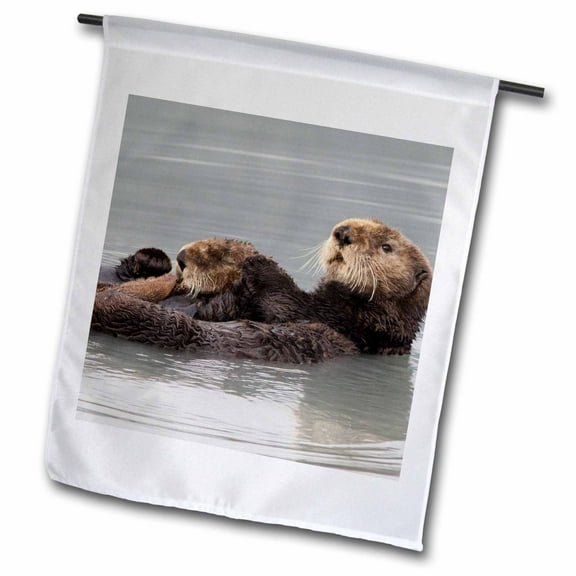 3dRose, Sea Otters, Mother with pup, 12 x 18 inch Garden Flag
