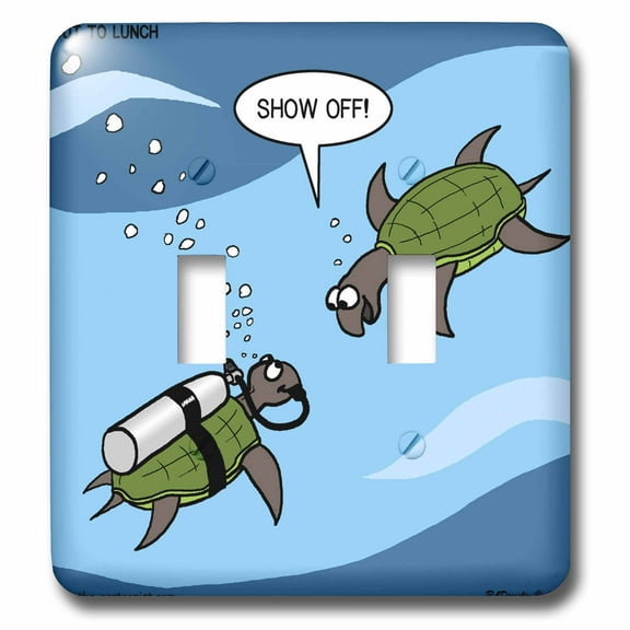 3dRose, Sea Turtle SCUBA Showing Off Underwater, double toggle switch