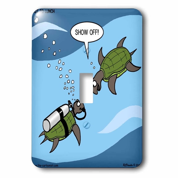 3dRose, Sea Turtle SCUBA Showing Off Underwater, single toggle switch
